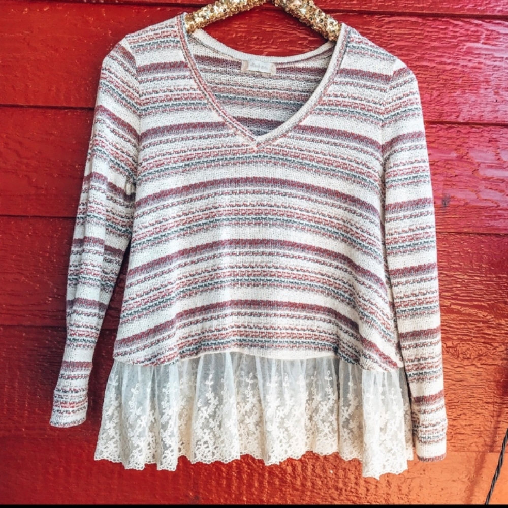 Altar'd State Striped Sweater, Size Large